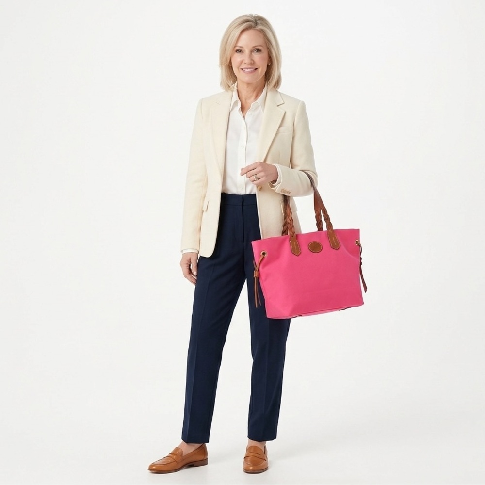 ✅ Dooney & Bourke Pink Nylon & Leather Leighton Tote - Excellent Condition